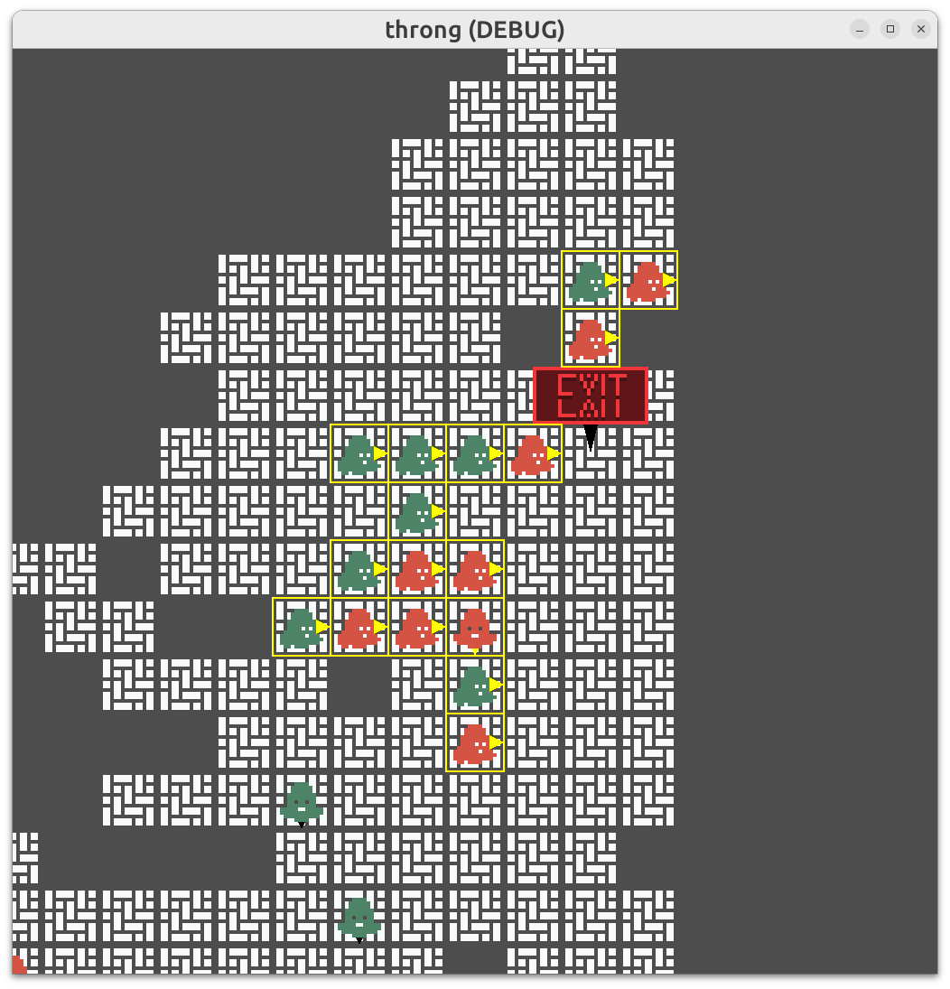Blob guys lining up by exit